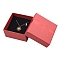 Bowknot Print Kraft Paper Cardboard Jewelry Necklace Gift Boxes, Square with Sponge Inside, Red, 7x7x3.5cm