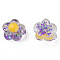 Transparent Epoxy Resin Cabochons, with Paillettes, Flower, Blue Violet, 20x19x11mm