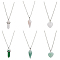 FIBLOOM 6Pcs 6 Styles Natural Rose Quartz & Green Aventurine Pendant Necklaces Set with Alloy Chains, Heart & Cone & Bullet, 18.31~18.70 inch(46.5~47.5cm), 1Pc/style