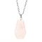 Natural Rose Quartz Halloween Coffin Pendant Necklace with Platinum Alloy Chains, 20.87 inch(53cm)