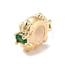 Brass Micro Pave Green Cubic Zirconia Beads KK-K361-05G-3