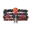 4Pcs Halloween Skull Pumpkin Gemstone Beaded Stretch Bracelets Kit BJEW-TA00483-1