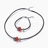 Cowhide Leather Cord Jewelry Sets SJEW-JS00989-8