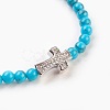 Synthetic Turquoise(Dyed) Beads Stretch Bracelets BJEW-JB03823-05-2