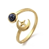 304 Stainless Steel with Natural Lapis Lazuli Ring RJEW-Z031-01D-01-1