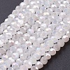 Faceted(32 Facets) Round Electroplate Imitation Jade Glass Beads Strands X-EGLA-D021-03-1