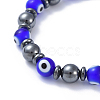 Handmade Evil Eye Lampwork Beads Stretch Bracelets BJEW-JB04461-02-2