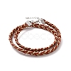 Cowhide Leather Braided Twist Rope Two Loops Wrap Bracelet with Brass Clasps for Women BJEW-JB09111-4