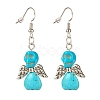 Synthetic Turquoise Skull with Wings Dangle Earrings EJEW-JE04944-04-1