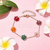 Electroplated Glass Flower Links Bracelets BJEW-JB10265-2