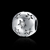 Round 925 Sterling Silver Cubic Zirconia European Beads STER-BB15825-2