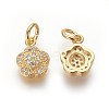 Brass Micro Pave Cubic Zirconia Charms ZIRC-J021-10G-RS-2