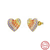 Heart 925 Sterling Silver Stud Earrings STER-M116-04G-1