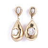 Electroplate Pearl Dangle Stud Earrings EJEW-F206-01G-1