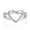 304 Stainless Steel Heart Open Cuff Ring RJEW-N040-23-2
