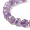 Natural Amethyst Round Beaded Stretch Bracelet with Heart Charms for Women BJEW-TA00245-3