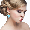 ANATTASOUL 5 Pairs 5 Colors  Alloy Bowknot with Heart Dangle Stud Earrings EJEW-AN0003-59-4