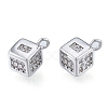 Brass Micro Pave Clear Cubic Zirconia Charms KK-N216-576P-2
