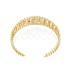 Brass Braided Beaded Open Cuff Bangle BJEW-I303-03G-2