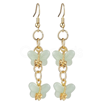 Butterfly Glass Dangle Earrings EJEW-JE05769-1