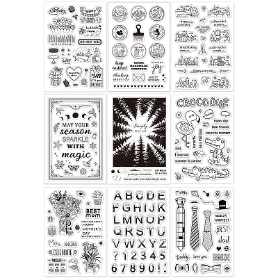 Globleland 9 Sheets 9 Style PVC Plastic Stamps DIY-GL0002-82E-1