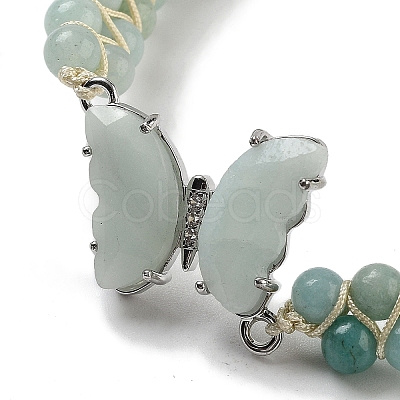 Natural Flower Amazonite Braided Round Bead Bracelets BJEW-K251-06H-1