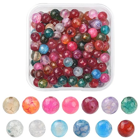 130Pcs Dyed Natural Multi-Color Agate Beads Strands G-YW0001-29B-1