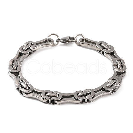 Tarnish Resistant 304 Stainless Steel Byzantine Chain Bracelets BJEW-B078-96P-1