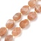 Natural Sunstone Beads Strands, Faceted, Oval, with Seed Beads, 12~16x10~14mm, Hole: 1mm, about 22~25pcs/strand, 15.16''~15.63''(38.5~39.7cm)