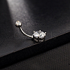Platinum Plated Body Jewelry Cubic Zirconia Brass Navel Ring Navel Ring Belly Rings AJEW-EE0001-05B-2