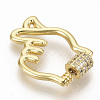 Brass Micro Pave Clear Cubic Zirconia Screw Carabiner Lock Charms ZIRC-S066-003-2