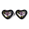 Flower Printed Opaque Acrylic Heart Beads SACR-S305-28-K03-2