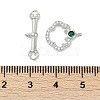 Brass Micro Pave Clear Cubic Zirconia Toggle Clasps KK-K391-15P-4