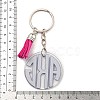 Acrylic Flat Round with Suede Tassel Pendant Keychain KEYC-G060-01B-3