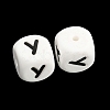 20Pcs White Cube Letter Silicone Beads 12x12x12mm Square Dice Alphabet Beads with 2mm Hole Spacer Loose Letter Beads for Bracelet Necklace Jewelry Making JX432Y-2