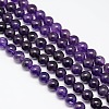 Natural Amethyst Round Beads Strands G-P047A-1AB-1