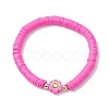 Handmade Polymer Clay Beaded Smiling Face Flower Stretch Bracelets BJEW-JB10209-3