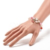 Candy Color Round Beaded Stretch Bracelet with Heart Cherry Charm for Women BJEW-JB07636-01-3