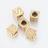 304 Stainless Steel Large Hole Letter European Beads X-STAS-H428-01G-S-1