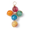 Natural Agate Dyed Faceted Round Pendants PALLOY-JF02232-2