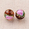 Flower Picture Printed Glass Round Beads GLAA-J088-12mm-A05-2