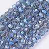 Faceted(32 Facets) Round Electroplate Glass Beads Strands X-EGLA-D021-59-1