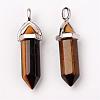 Natural Tiger Eye Double Terminated Pointed Pendants G-F295-05B-2