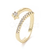 Clear Cubic Zirconia Star Open Cuff Ring RJEW-I094-13G-1