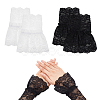 AHADEMAKER 2 Pairs 2 Colors Cotton Lace Sleeves AJEW-GA0004-98-1