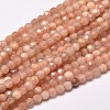 Faceted Round Natural Sunstone Beads Strands G-I176-10-4mm-1