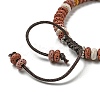 Disc Dyed Natural Lava Rock Adjustable Braided Beaded Bracelet BJEW-G691-01B-3