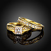 Classic 316L Titanium Steel Cubic Zirconia Couple Rings for Women RJEW-BB07014-9G-2
