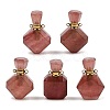 Natural Strawberry Quartz Perfume Bottle Pendants G-P554-G05-1