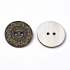 2-Hole Printed Wooden Buttons BUTT-ZX004-01B-16-2